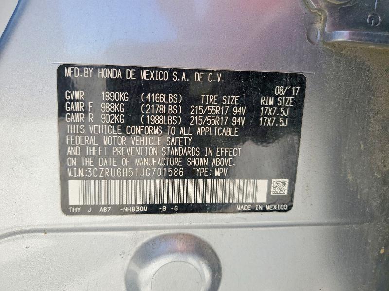 Продажа на аукционе авто 2018 Honda Hr-v, vin: 3CZRU6H51JG701586, номер лота: 55622446