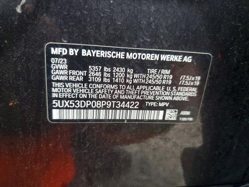 Aukcja sprzedaży 2023 Bmw X3, vin: 5UX53DP08P9T34422, numer aukcji: 55419716