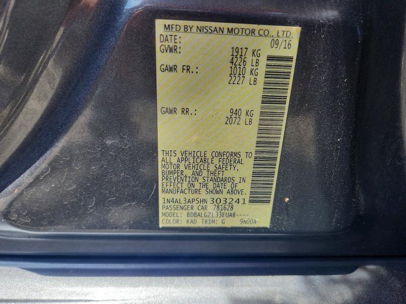 Aukcja sprzedaży 2017 Nissan Altima, vin: 1N4AL3AP5HN303241, numer aukcji: 58744626