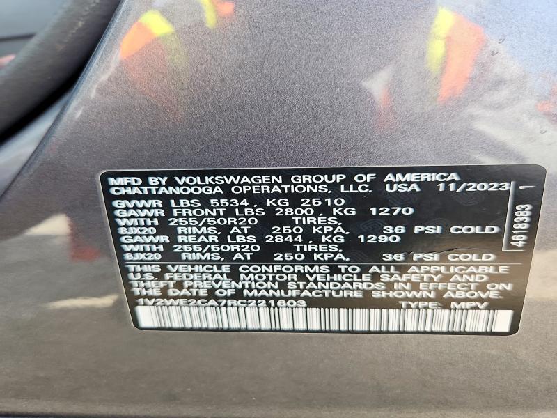 59159536 :رقم المزاد ، 1V2WE2CA7RC221603 vin ، 2024 Volkswagen Atlas Cross Sport مزاد بيع