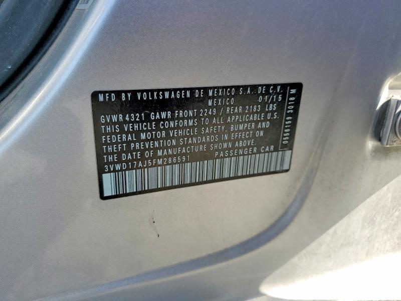 Продаж на аукціоні авто 2015 Volkswagen Jetta, vin: 3VWD17AJ5FM286591, номер лоту: 55761896