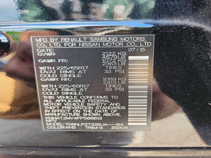 Продаж на аукціоні авто 2015 Nissan Rogue, vin: KNMAT2MV4FP588613, номер лоту: 56487126