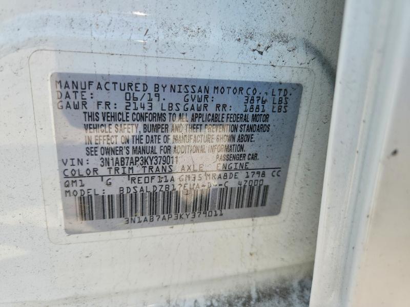 Продаж на аукціоні авто 2019 Nissan Sentra, vin: 3N1AB7AP3KY379011, номер лоту: 58698056