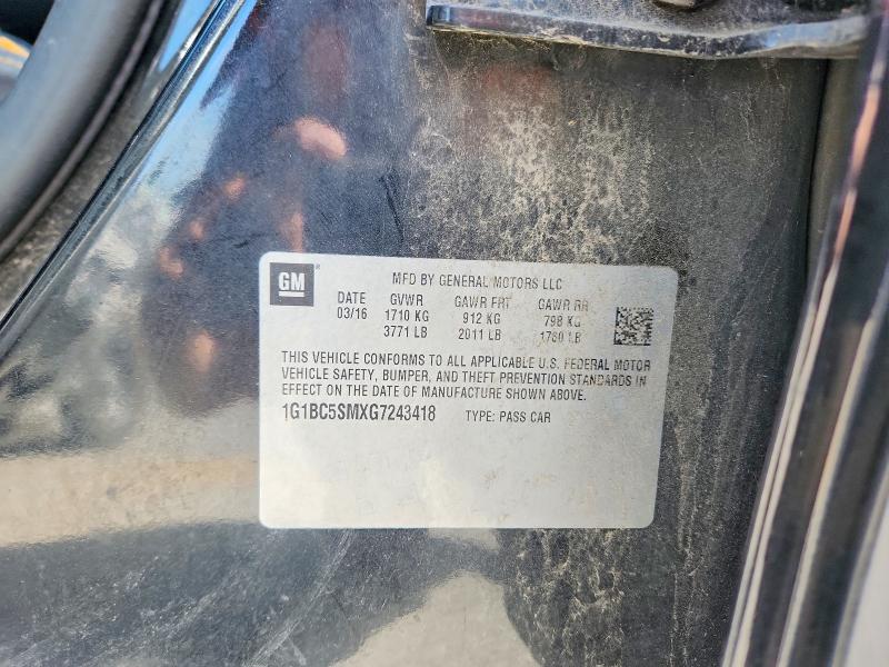 Aukcja sprzedaży 2016 Chevrolet Cruze, vin: 1G1BC5SMXG7243418, numer aukcji: 57822396