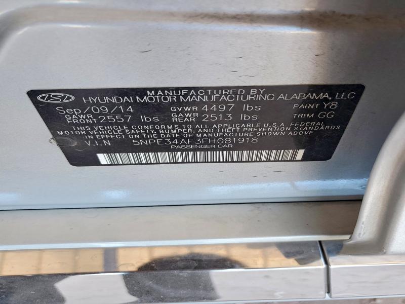 59011286 :رقم المزاد ، 5NPE34AF3FH081918 vin ، 2015 Hyundai Sonata مزاد بيع