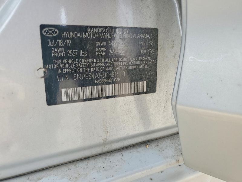 2019 Hyundai Sonata მანქანა იყიდება აუქციონზე, vin: 5NPE34AF3KH814110, აუქციონის ნომერი: 55787396