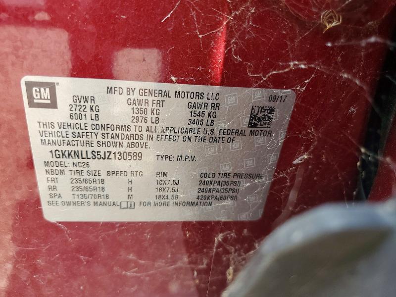 56161056 :رقم المزاد ، 1GKKNLLS5JZ130589 vin ، 2018 Gmc Acadia مزاد بيع