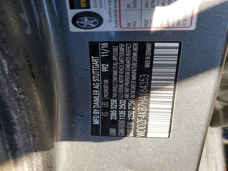 Aukcja sprzedaży 2017 Mercedes-benz E-class, vin: WDDZF4KB7HA164353, numer aukcji: 47859666