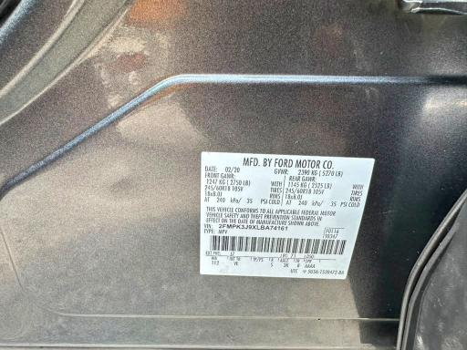 57395126 :رقم المزاد ، 2FMPK3J9XLBA74161 vin ، 2020 Ford Edge مزاد بيع