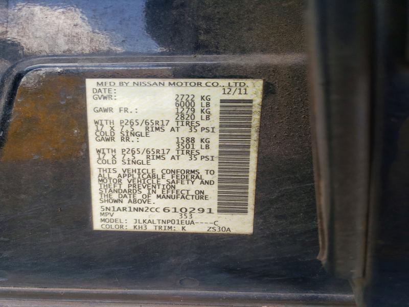 Продаж на аукціоні авто 2012 Nissan Pathfinder, vin: 5N1AR1NN2CC610291, номер лоту: 58276096