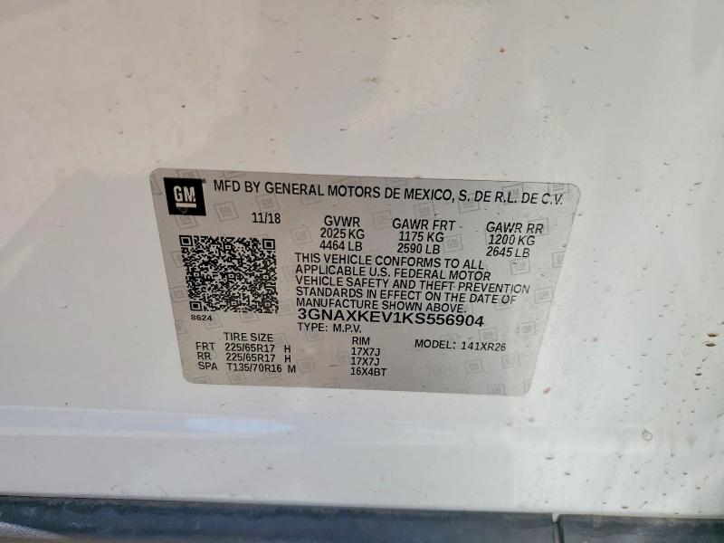 Продаж на аукціоні авто 2019 Chevrolet Equinox, vin: 3GNAXKEV1KS556904, номер лоту: 55471436