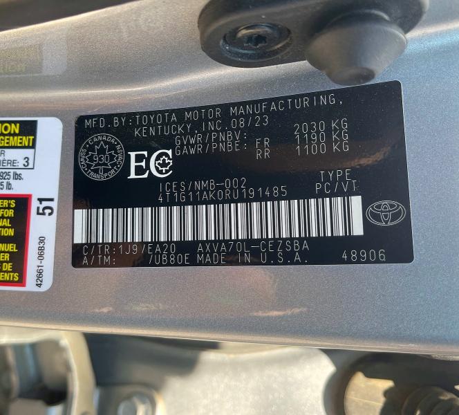 2024 Toyota Camry მანქანა იყიდება აუქციონზე, vin: 4T1G11AK0RU191485, აუქციონის ნომერი: 58371736