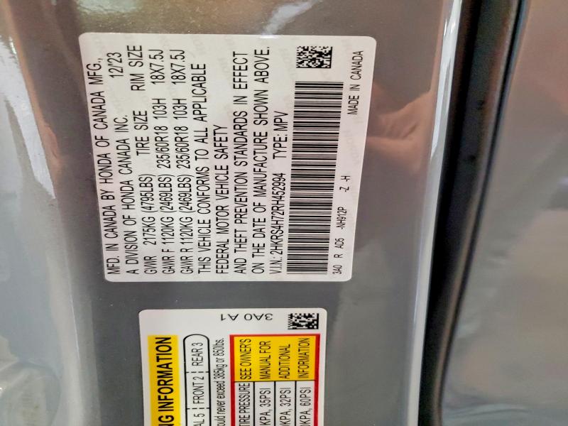 57063926 :رقم المزاد ، 2HKRS4H72RH452994 vin ، 2024 Honda Cr-v مزاد بيع