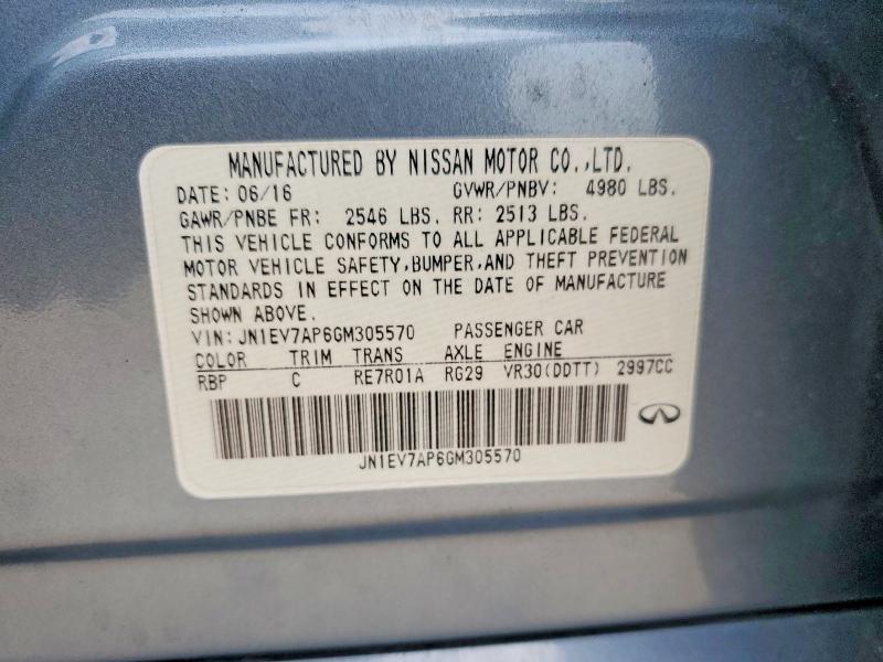 Aukcja sprzedaży 2016 Infiniti Q50, vin: JN1EV7AP6GM305570, numer aukcji: 56537376
