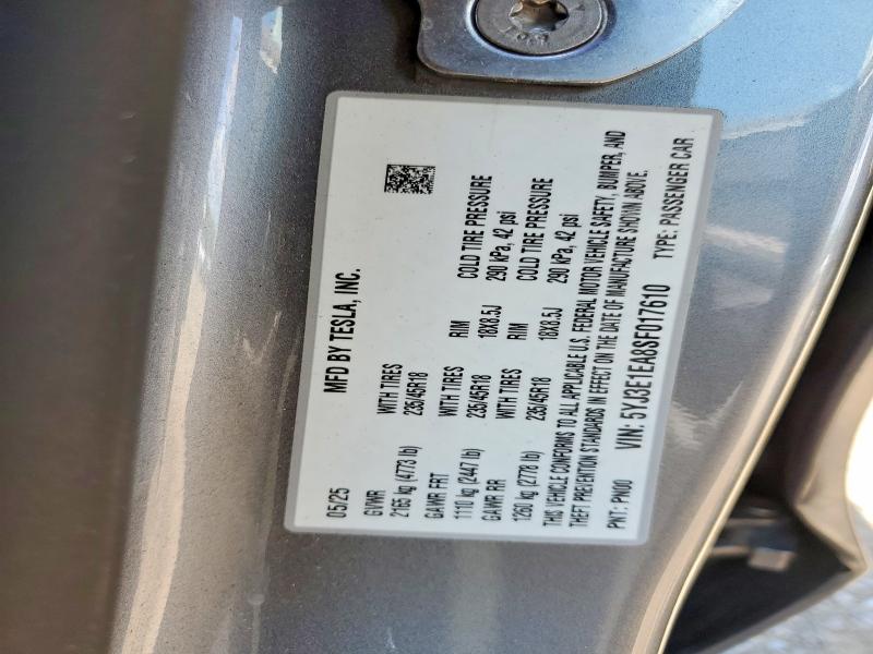 Aukcja sprzedaży 2025 Tesla Model 3, vin: 5YJ3E1EA8SF017610, numer aukcji: 58997136