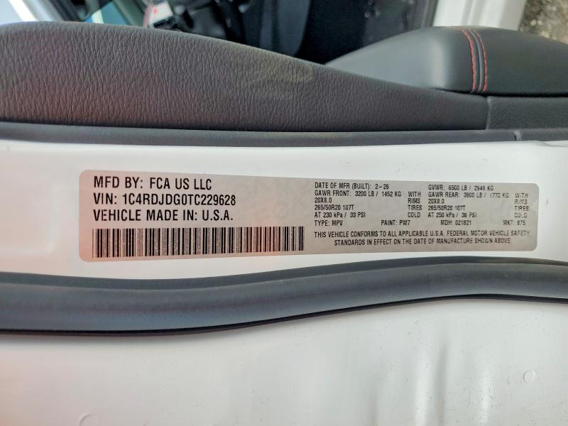 58540006 :رقم المزاد ، 1C4RDJDG0TC229628 vin ، 2026 Dodge Durango مزاد بيع