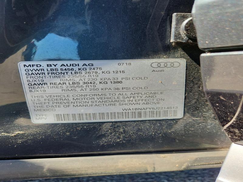 Aukcja sprzedaży 2018 Audi Q5, vin: WA1BNAFY5J2214513, numer aukcji: 56284436