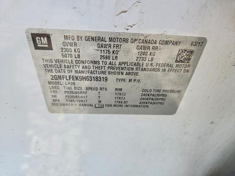 56664626 :رقم المزاد ، 2GNFLFEK9H6318319 vin ، 2017 Chevrolet Equinox مزاد بيع