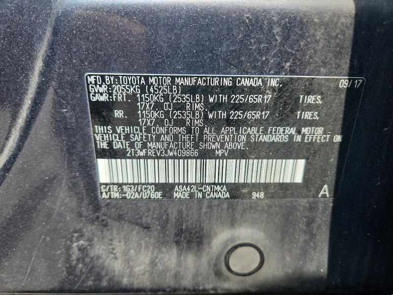 2018 Toyota Rav4 მანქანა იყიდება აუქციონზე, vin: 2T3WFREV3JW409866, აუქციონის ნომერი: 55767326