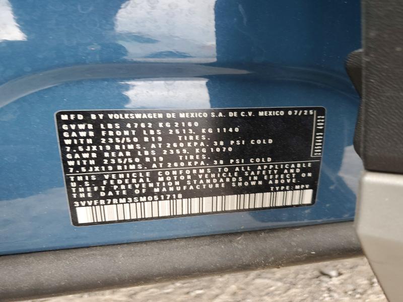 2025 Volkswagen Tiguan მანქანა იყიდება აუქციონზე, vin: 3VVFR7RM3SM051718, აუქციონის ნომერი: 56331196