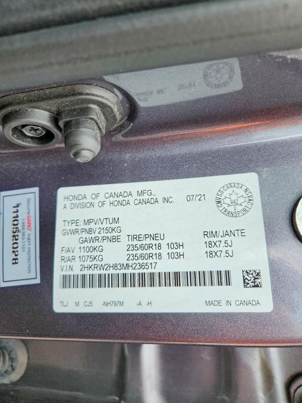 Aukcja sprzedaży 2021 Honda Cr-v, vin: 2HKRW2H83MH236517, numer aukcji: 57242996