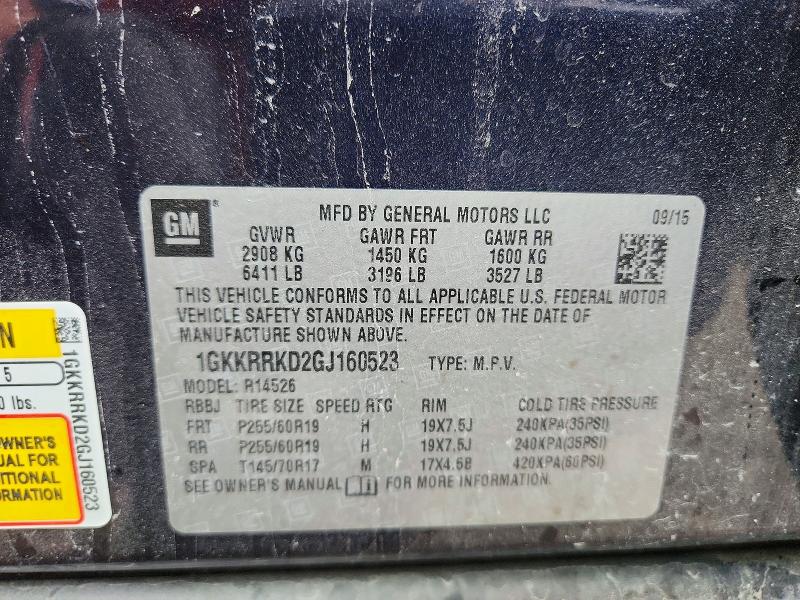 Продаж на аукціоні авто 2016 Gmc Acadia, vin: 1GKKRRKD2GJ160523, номер лоту: 57826866