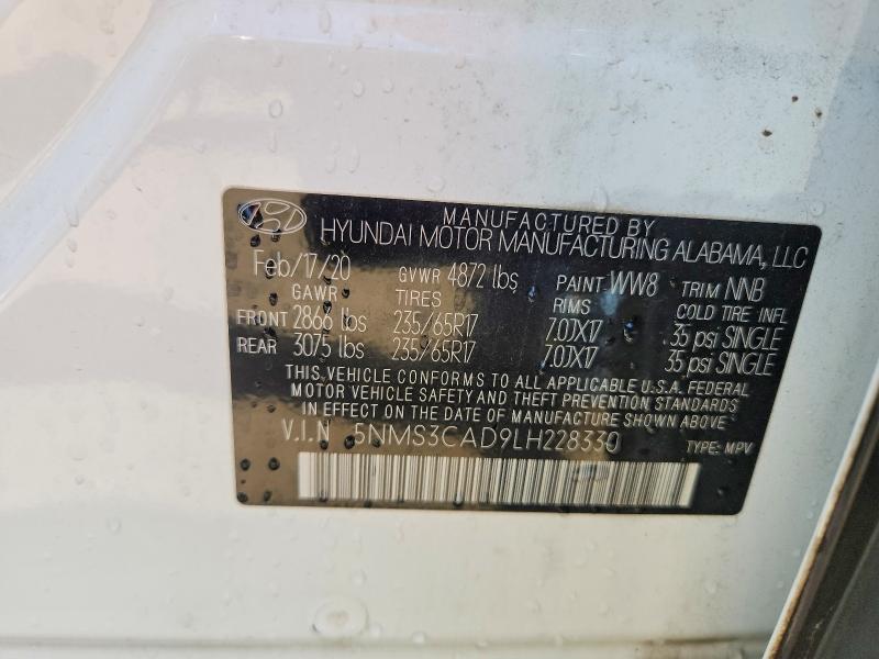 Продаж на аукціоні авто 2020 Hyundai Santa Fe, vin: 5NMS3CAD9LH228330, номер лоту: 55802376