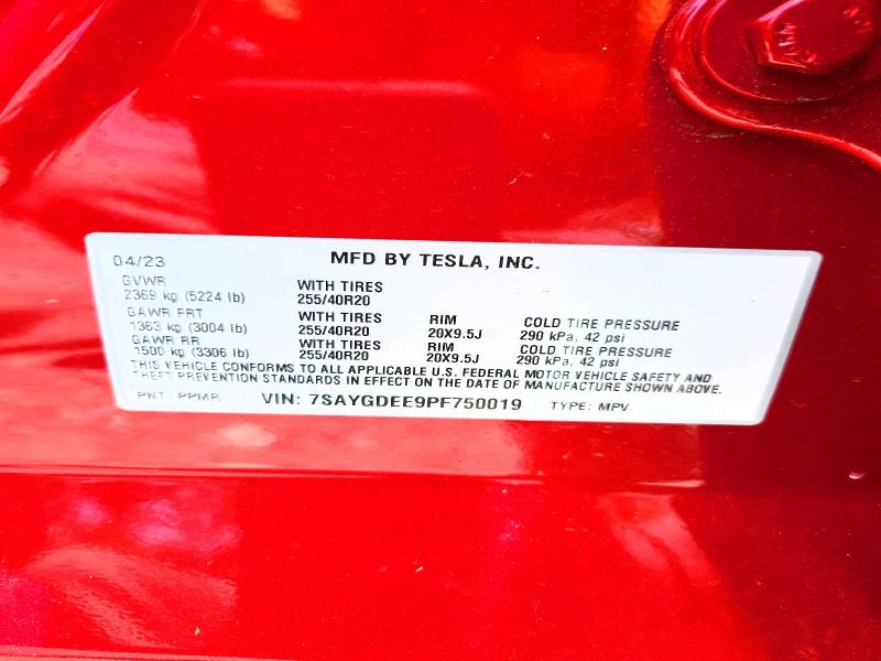 2023 Tesla Model Y მანქანა იყიდება აუქციონზე, vin: 7SAYGDEE9PF750019, აუქციონის ნომერი: 56770206