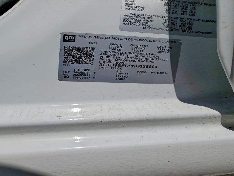 57186506 :رقم المزاد ، 3GTU9BED9NG128884 vin ، 2022 Gmc Sierra Limited مزاد بيع