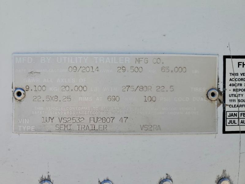 57001956 :رقم المزاد ، 1UYVS2532FU280747 vin ، 2015 Utility Trailer Vsra Reefe مزاد بيع