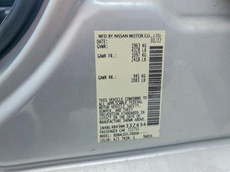 Продажа на аукционе авто 2022 Nissan Altima, vin: 1N4BL4BV3NN332434, номер лота: 58272836