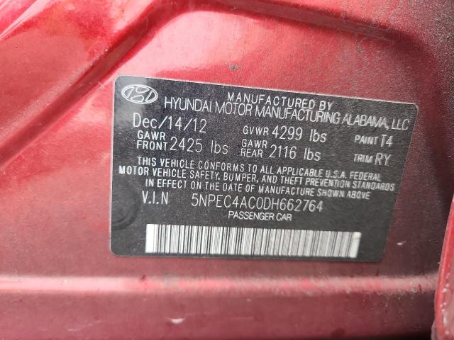 2013 Hyundai Sonata მანქანა იყიდება აუქციონზე, vin: 5NPEC4AC0DH662764, აუქციონის ნომერი: 56275946