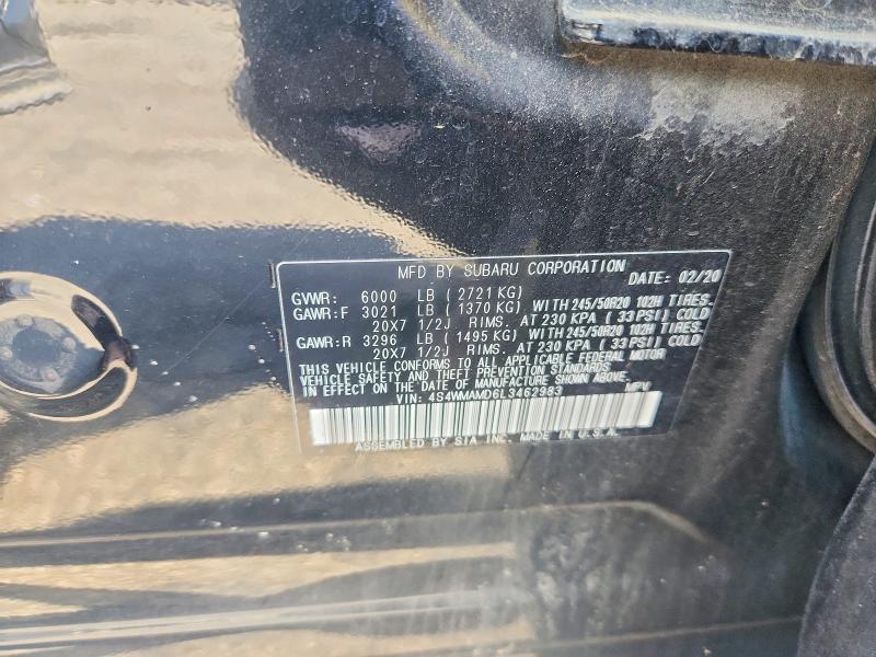 Aukcja sprzedaży 2020 Subaru Ascent, vin: 4S4WMAMD6L3462983, numer aukcji: 58653216