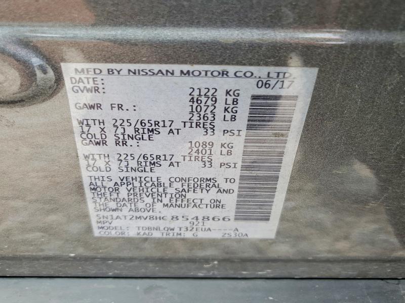 Продаж на аукціоні авто 2017 Nissan Rogue, vin: 5N1AT2MV8HC854866, номер лоту: 55823386