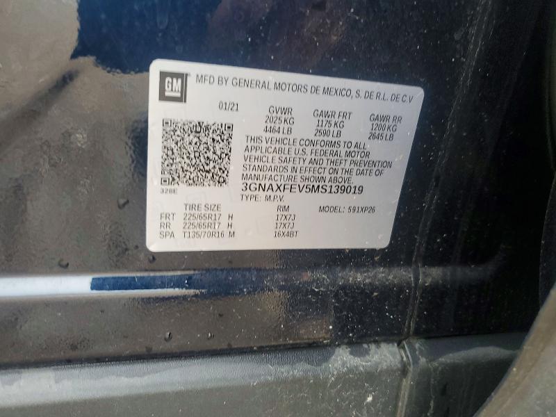 Продаж на аукціоні авто 2021 Chevrolet Equinox, vin: 3GNAXFEV5MS139019, номер лоту: 57518436