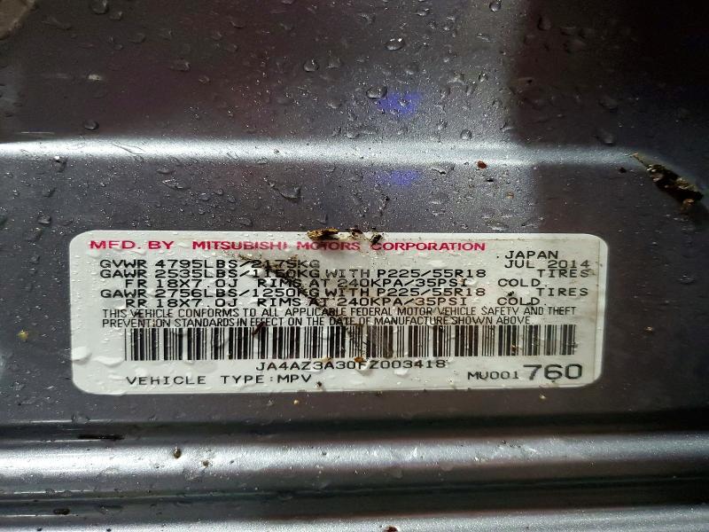 2015 Mitsubishi Outlander მანქანა იყიდება აუქციონზე, vin: JA4AZ3A30FZ003418, აუქციონის ნომერი: 56638126