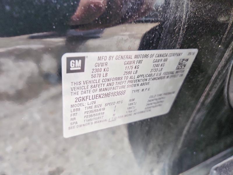 Aukcja sprzedaży 2017 Gmc Terrain, vin: 2GKFLUEK2H6183668, numer aukcji: 58232646