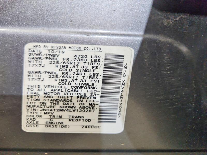 2020 Nissan Rogue მანქანა იყიდება აუქციონზე, vin: JN8AT2MV4LW120287, აუქციონის ნომერი: 55413956