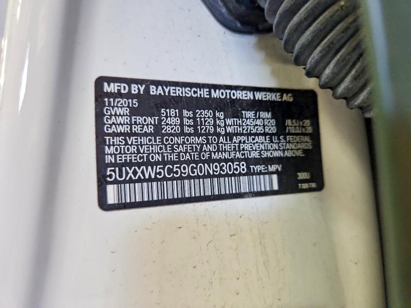 56984676 :رقم المزاد ، 5UXXW5C59G0N93058 vin ، 2016 Bmw X4 مزاد بيع