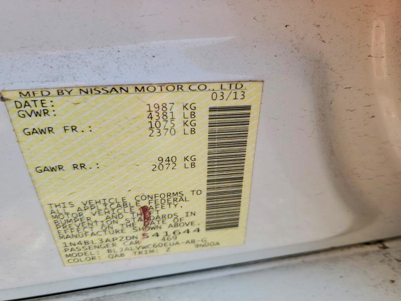2013 Nissan Altima მანქანა იყიდება აუქციონზე, vin: 1N4BL3AP2DN541644, აუქციონის ნომერი: 58143996