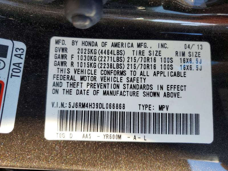 Продаж на аукціоні авто 2013 Honda Cr-v, vin: 5J6RM4H39DL066868, номер лоту: 58454806
