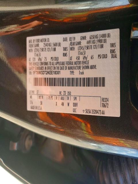 55063406 :رقم المزاد ، 1FT8W3DT2KEE18301 vin ، 2019 Ford F350 مزاد بيع
