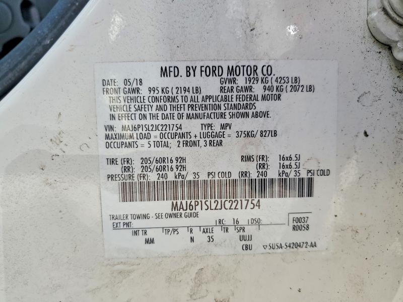 Продажа на аукционе авто 2018 Ford Ecosport, vin: MAJ6P1SL2JC221754, номер лота: 57506626