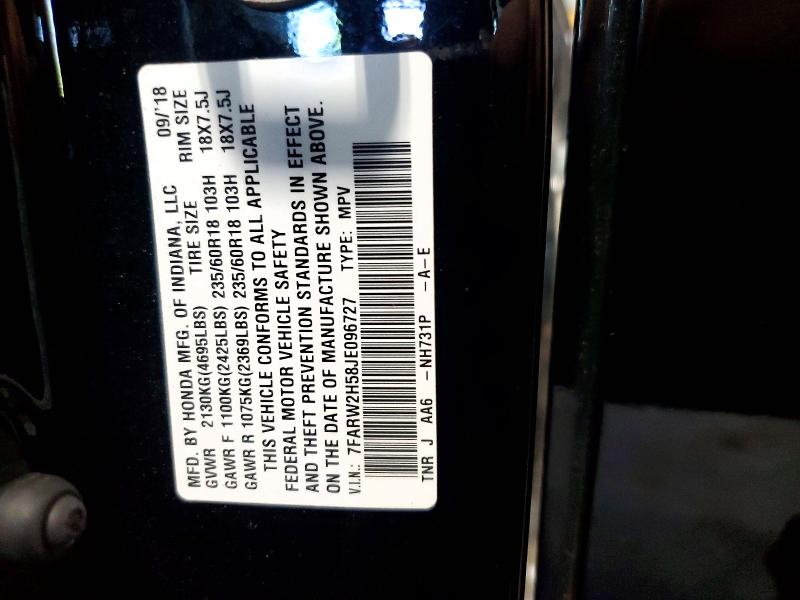 55763036 :رقم المزاد ، 7FARW2H58JE096727 vin ، 2018 Honda Cr-v مزاد بيع