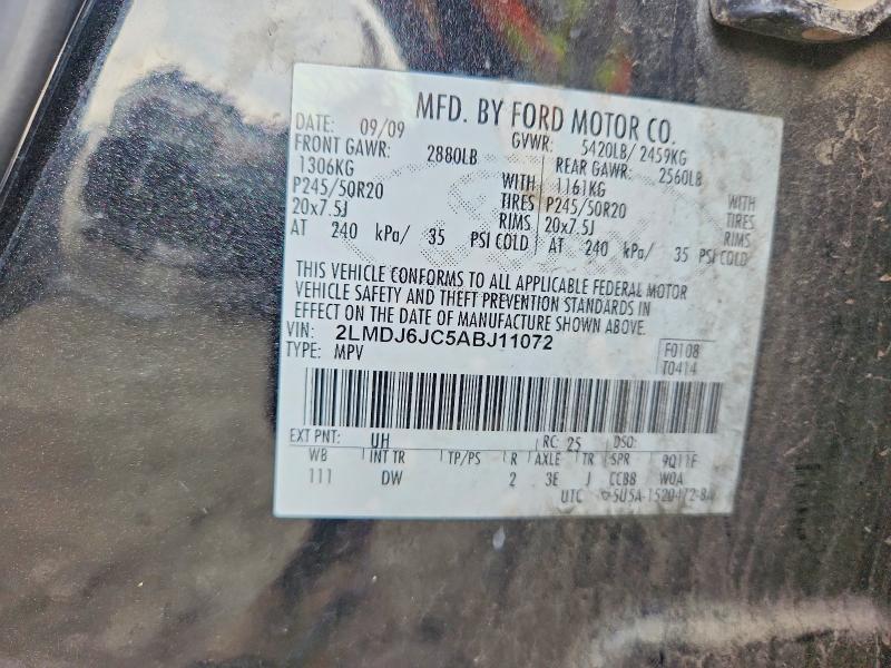 57729766 :رقم المزاد ، 2LMDJ6JC5ABJ11072 vin ، 2010 Lincoln Mkx مزاد بيع