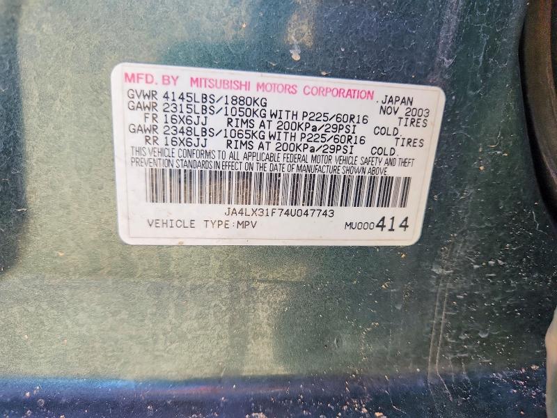 Aukcja sprzedaży 2004 Mitsubishi Outlander, vin: JA4LX31F74U047743, numer aukcji: 58803006