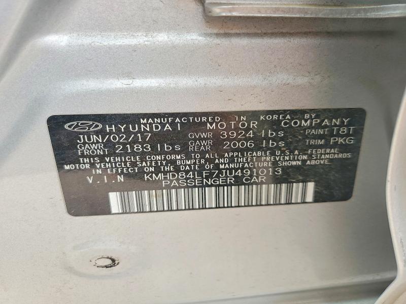 Продажа на аукционе авто 2018 Hyundai Elantra, vin: KMHD84LF7JU491013, номер лота: 56096806