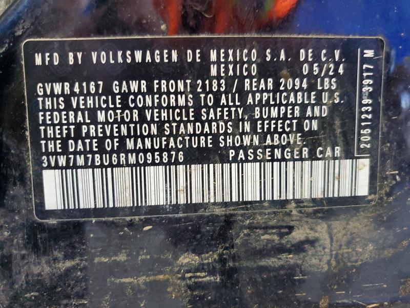 Продажа на аукционе авто 2024 Volkswagen Jetta, vin: 3VW7M7BU6RM095876, номер лота: 53937476