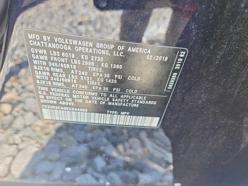 Продажа на аукционе авто 2019 Volkswagen Atlas, vin: 1V2UR2CA9KC544083, номер лота: 55754806