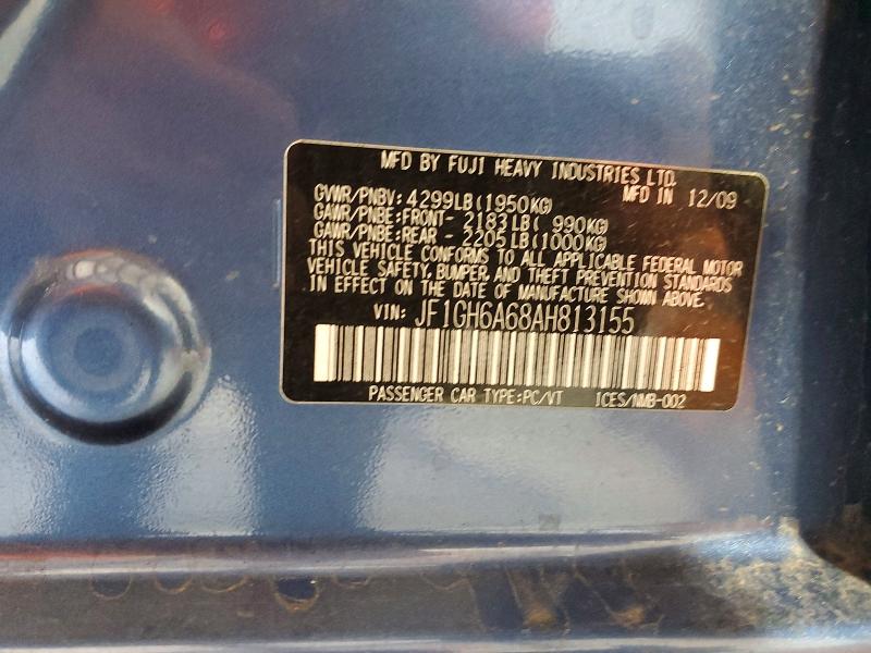 Aukcja sprzedaży 2010 Subaru Impreza, vin: JF1GH6A68AH813155, numer aukcji: 58982746